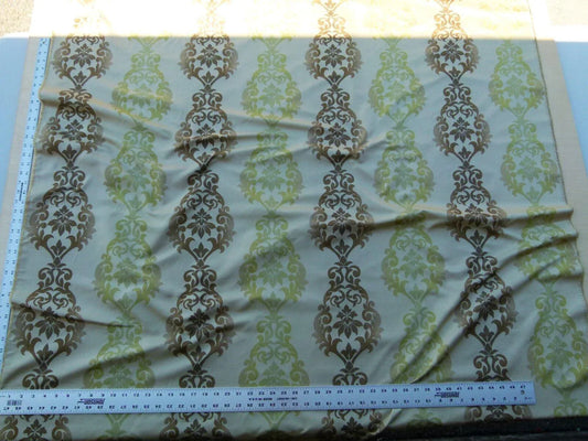 Scalamandre Gustavo Silk Damask Jacquard MSRP USD 216/Y Fonthill Mocha Green Old World Weavers