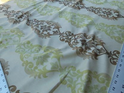 Scalamandre Gustavo Silk Damask Jacquard MSRP USD 216/Y Fonthill Mocha Green Old World Weavers