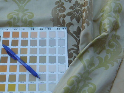 Scalamandre Gustavo Silk Damask Jacquard MSRP USD 216/Y Fonthill Mocha Green Old World Weavers