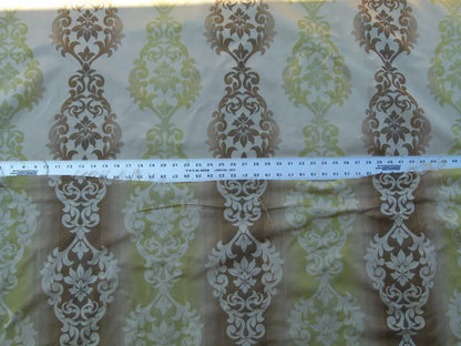 Scalamandre Gustavo Silk Damask Jacquard MSRP USD 216/Y Fonthill Mocha Green Old World Weavers
