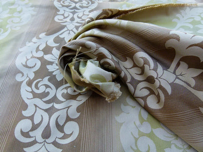 Scalamandre Gustavo Silk Damask Jacquard MSRP USD 216/Y Fonthill Mocha Green Old World Weavers