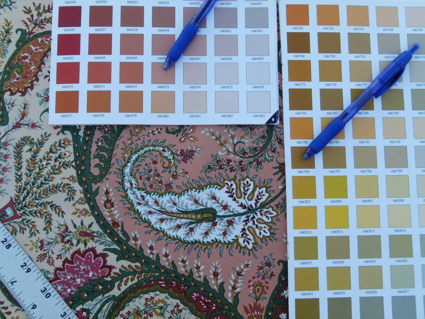 Scalamandre Ashkhabad Grey Watkins Multi On Olive Green Arabesque Paisley Old World Weavers Print MSRP USD 244/Y