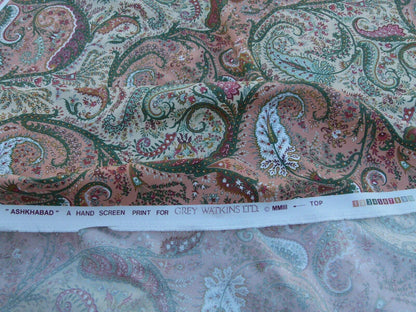 Scalamandre Ashkhabad Grey Watkins Multi On Olive Green Arabesque Paisley Old World Weavers Print MSRP USD 244/Y