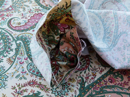 Scalamandre Ashkhabad Grey Watkins Multi On Olive Green Arabesque Paisley Old World Weavers Print MSRP USD 244/Y