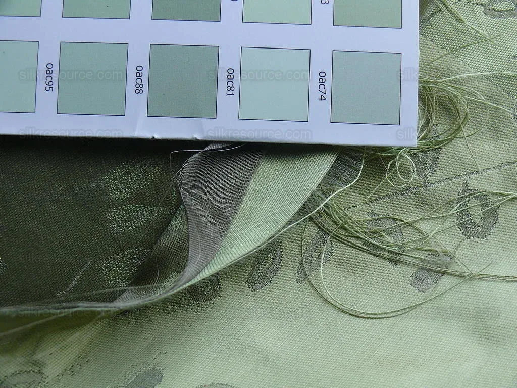 Donghia"tree Of Life" Silk Organza Semi-sheer Pocket Weave Green