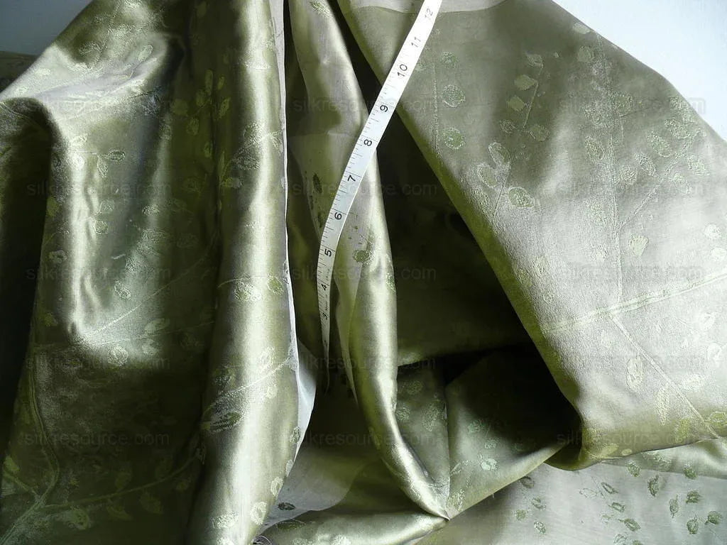 Donghia"tree Of Life" Silk Organza Semi-sheer Pocket Weave Green