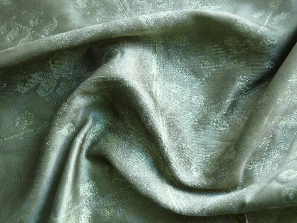Donghia"tree Of Life" Silk Organza Semi-sheer Pocket Weave Green