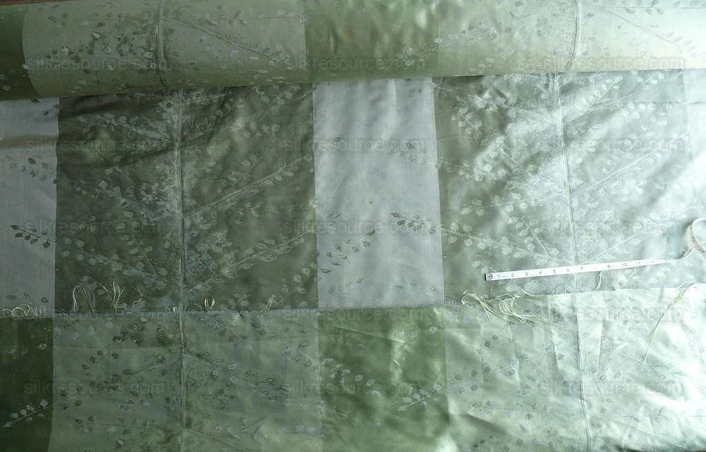 Donghia"tree Of Life" Silk Organza Semi-sheer Pocket Weave Green