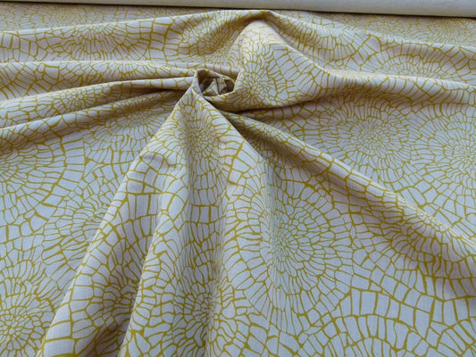 Scalamandre Dianthus Citrine Yellow Green Print Mid-century MSRP USD 144/Y Flower Print  Old World Weavers