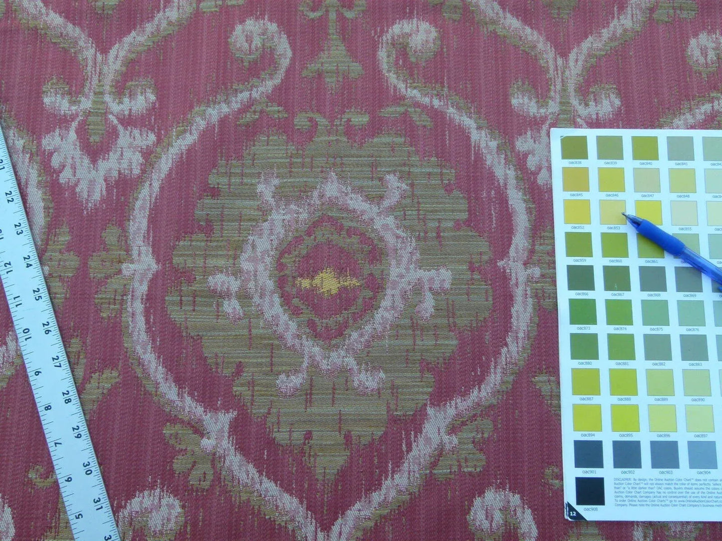 Scalamandre Libretto Brick Red Bronze Medallion Lampas MSRP USD 258/Y Lotus Medallion Lampas