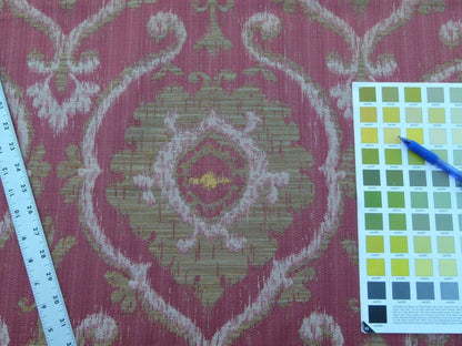 Scalamandre Libretto Brick Red Bronze Medallion Lampas MSRP USD 258/Y Lotus Medallion Lampas