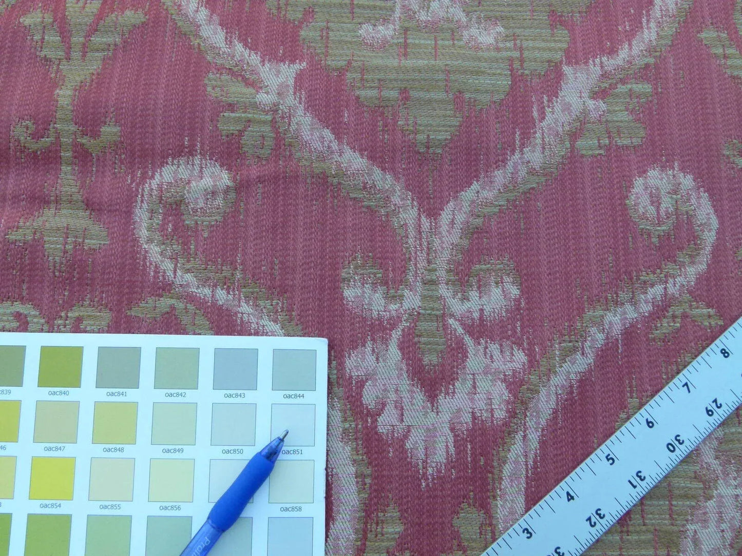 Scalamandre Libretto Brick Red Bronze Medallion Lampas MSRP USD 258/Y Lotus Medallion Lampas