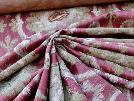 Scalamandre Libretto Brick Red Bronze Medallion Lampas MSRP USD 258/Y Lotus Medallion Lampas