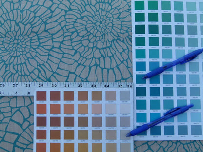 Scalamandre Dianthus Turquoise Blue Print Mid-century MSRP USD 144/Y Flower Print  Old World Weavers Cotton Linen