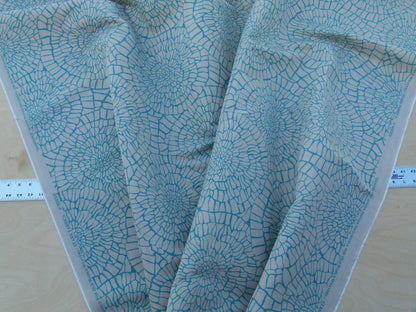 Scalamandre Dianthus Turquoise Blue Print Mid-century MSRP USD 144/Y Flower Print  Old World Weavers Cotton Linen