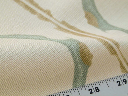 Scalamandre Helena Print Sea Spray Blue on Cream Ikat Ancient Ruins Linen MSRP USD 184/Y  Old World Weavers