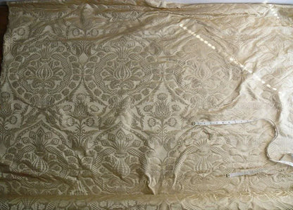 by yard Renaissance Artichoke 100%silk Damask In Sunglow Cream Ivory
