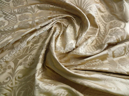 by yard Renaissance Artichoke 100%silk Damask In Sunglow Cream Ivory