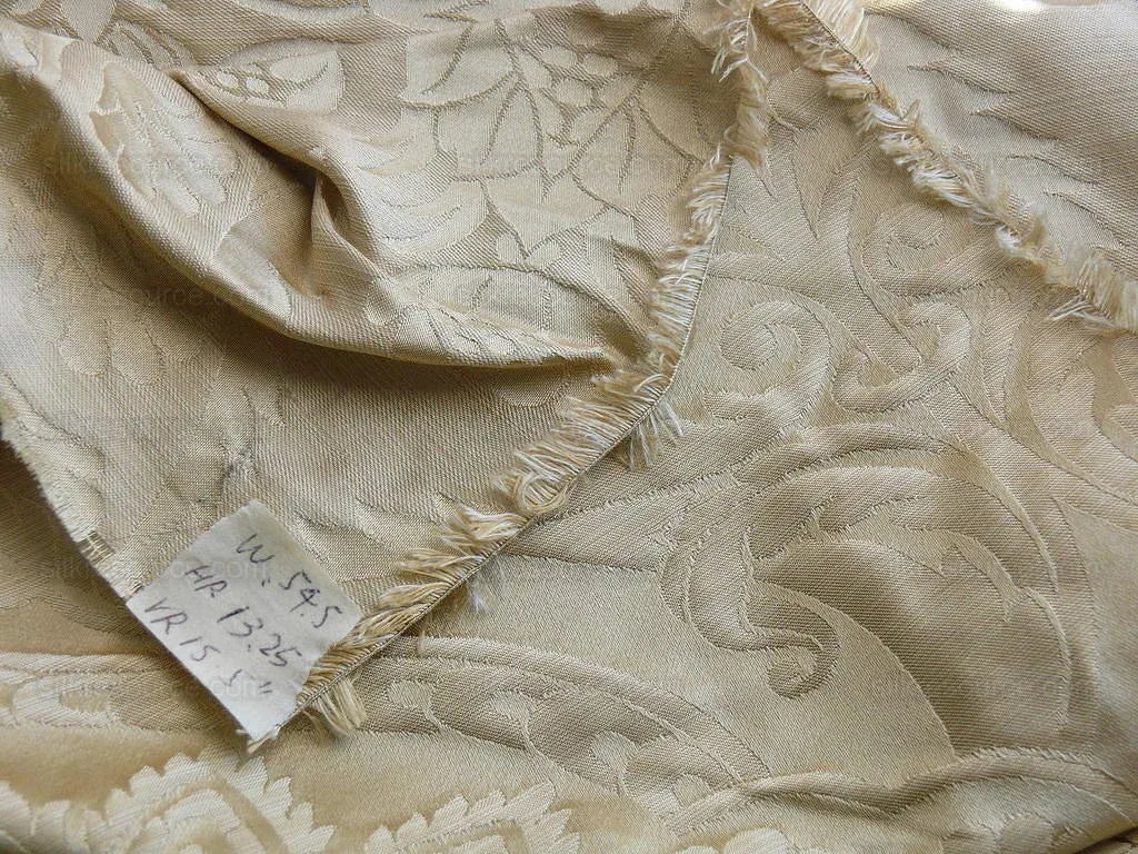 by yard Renaissance Artichoke 100%silk Damask In Sunglow Cream Ivory