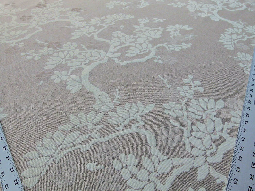 Scalamandre Yoshino Nougat Asian Penzai Magnolia Brown Beige Tree Cut Velvet MSRP USD 240/Y