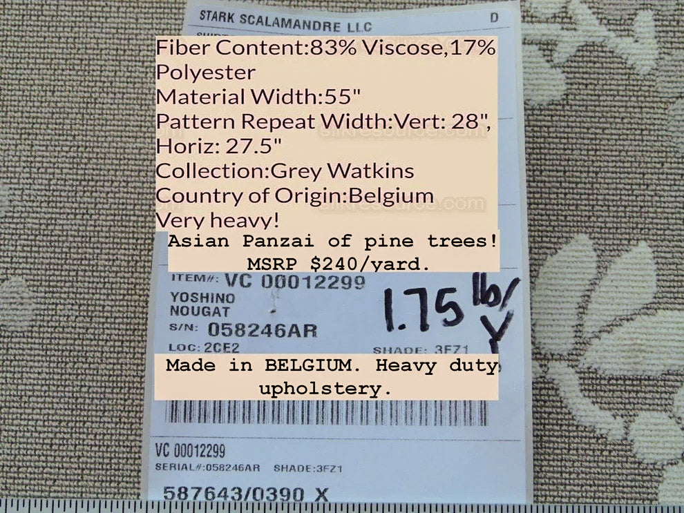 Scalamandre Yoshino Nougat Asian Penzai Magnolia Brown Beige Tree Cut Velvet MSRP USD 240/Y