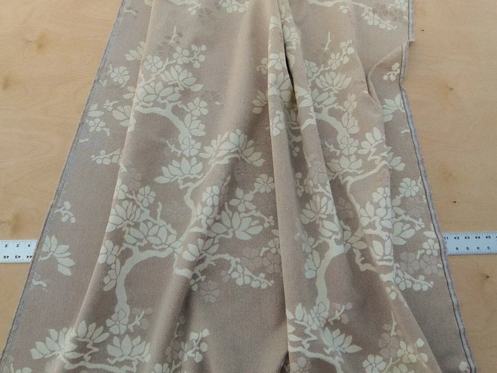 Scalamandre Yoshino Nougat Asian Penzai Magnolia Brown Beige Tree Cut Velvet MSRP USD 240/Y