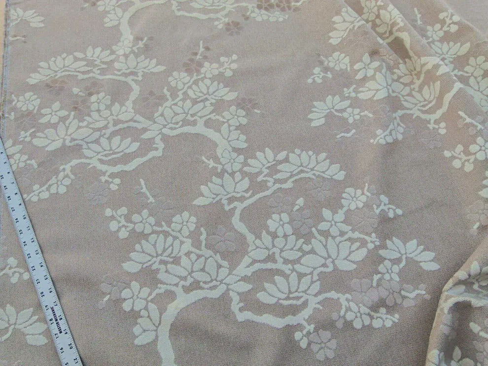 Scalamandre Yoshino Nougat Asian Penzai Magnolia Brown Beige Tree Cut Velvet MSRP USD 240/Y