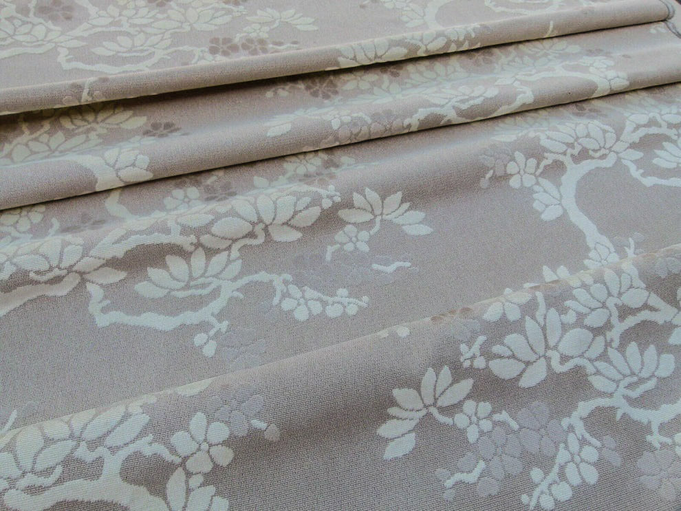 Scalamandre Yoshino Nougat Asian Penzai Magnolia Brown Beige Tree Cut Velvet MSRP USD 240/Y