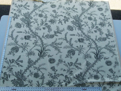 By Yd Scalamandre Grey Watkins Languedoc Charcoal Black White Botanic Fern and Thistle Southern France Toile Circa 1790 MSRP USD 364/y