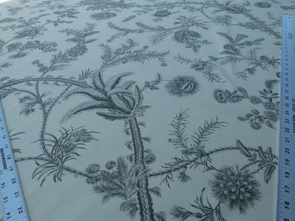 By Yd Scalamandre Grey Watkins Languedoc Charcoal Black White Botanic Fern and Thistle Southern France Toile Circa 1790 MSRP USD 364/y