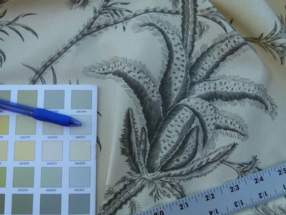 By Yd Scalamandre Grey Watkins Languedoc Charcoal Black White Botanic Fern and Thistle Southern France Toile Circa 1790 MSRP USD 364/y