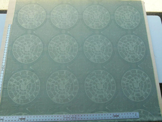 Scalamandre Planetarium Reseda Grey Pale Green Silk Lampas Astronomic Cosmic Flora Stars MSRP USD 196/yard Old World Weavers