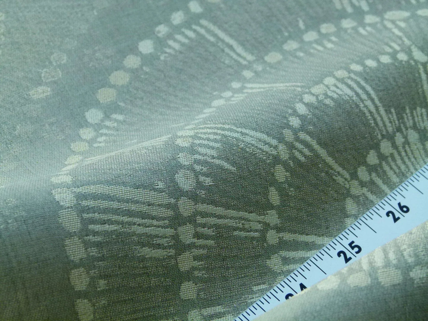 Scalamandre Planetarium Reseda Grey Pale Green Silk Lampas Astronomic Cosmic Flora Stars MSRP USD 196/yard Old World Weavers