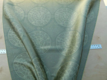 Scalamandre Planetarium Reseda Grey Pale Green Silk Lampas Astronomic Cosmic Flora Stars MSRP USD 196/yard Old World Weavers