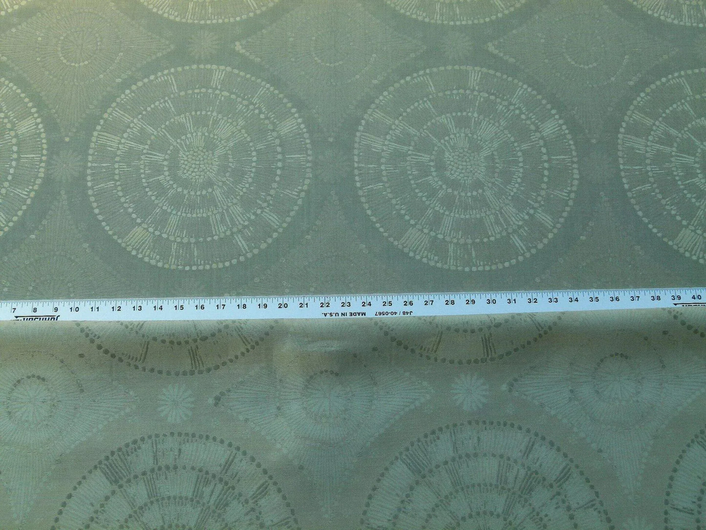 Scalamandre Planetarium Reseda Grey Pale Green Silk Lampas Astronomic Cosmic Flora Stars MSRP USD 196/yard Old World Weavers