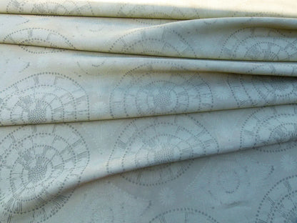 Scalamandre Planetarium Reseda Grey Pale Green Silk Lampas Astronomic Cosmic Flora Stars MSRP USD 196/yard Old World Weavers