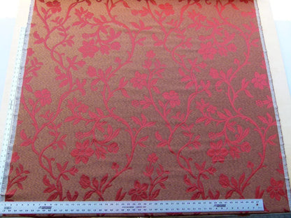 Scalamandre Romantic Sapporo Rust Red Gold Silk Linen Lampas MSRP USD 516/y Superb Weight! Vine