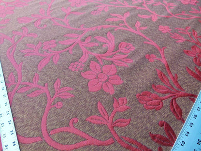 Scalamandre Romantic Sapporo Rust Red Gold Silk Linen Lampas MSRP USD 516/y Superb Weight! Vine