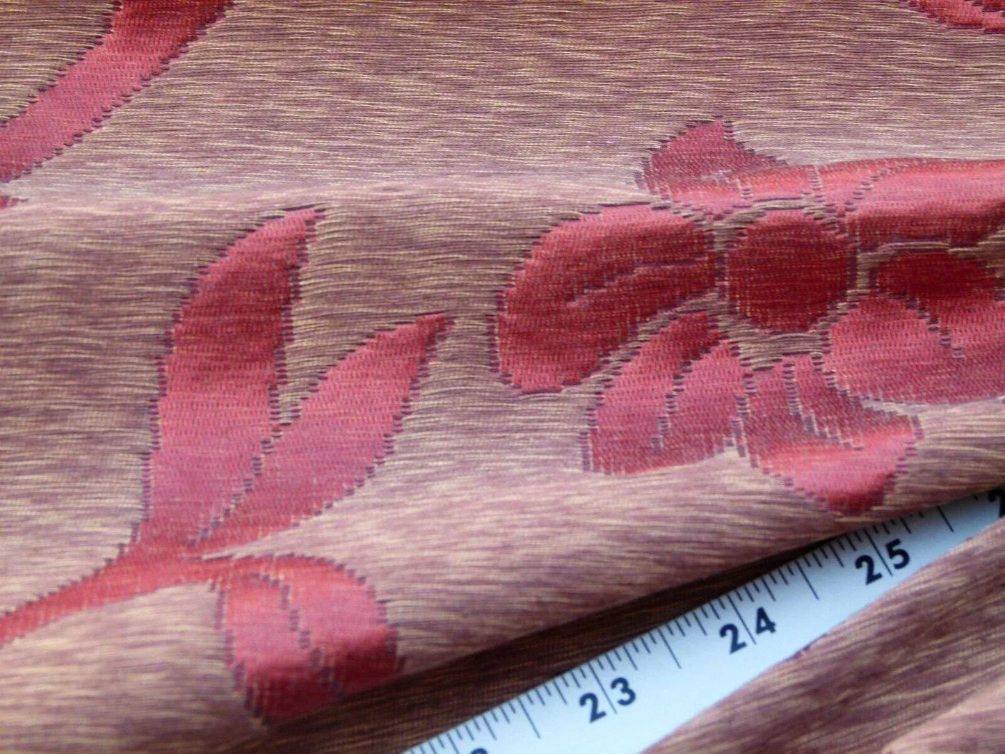 Scalamandre Romantic Sapporo Rust Red Gold Silk Linen Lampas MSRP USD 516/y Superb Weight! Vine