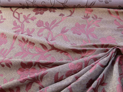 Scalamandre Romantic Sapporo Rust Red Gold Silk Linen Lampas MSRP USD 516/y Superb Weight! Vine