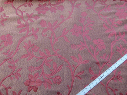 Scalamandre Romantic Sapporo Rust Red Gold Silk Linen Lampas MSRP USD 516/y Superb Weight! Vine