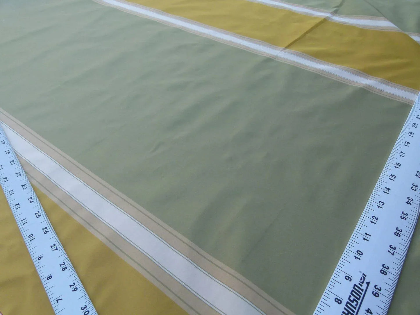 by yard Scalamandre Villa Ornella Stripe Silk Moss &amp; Brass Yellow Gold Green Huge Stripe  Old World Weavers MSRP USD 300/y