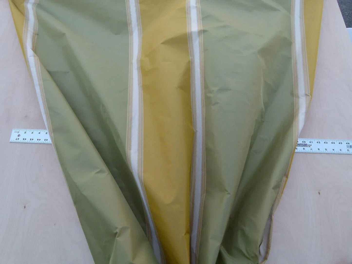 by yard Scalamandre Villa Ornella Stripe Silk Moss &amp; Brass Yellow Gold Green Huge Stripe  Old World Weavers MSRP USD 300/y