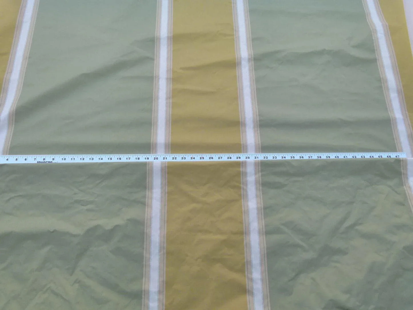 by yard Scalamandre Villa Ornella Stripe Silk Moss &amp; Brass Yellow Gold Green Huge Stripe  Old World Weavers MSRP USD 300/y