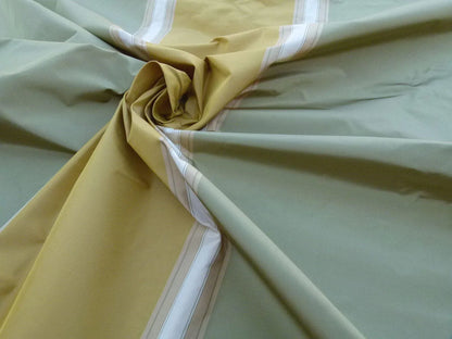 by yard Scalamandre Villa Ornella Stripe Silk Moss &amp; Brass Yellow Gold Green Huge Stripe  Old World Weavers MSRP USD 300/y