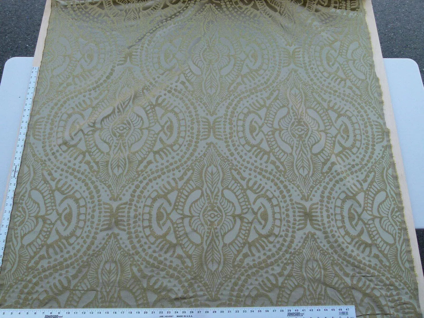 By yard Scalamandre Ethnic Damask Cognac Gold Silk Lampas African Abstract Old World Weavers MSRP USD 432/Y