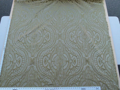 By yard Scalamandre Ethnic Damask Cognac Gold Silk Lampas African Abstract Old World Weavers MSRP USD 432/Y