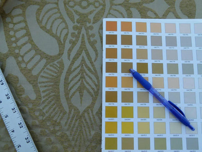 By yard Scalamandre Ethnic Damask Cognac Gold Silk Lampas African Abstract Old World Weavers MSRP USD 432/Y