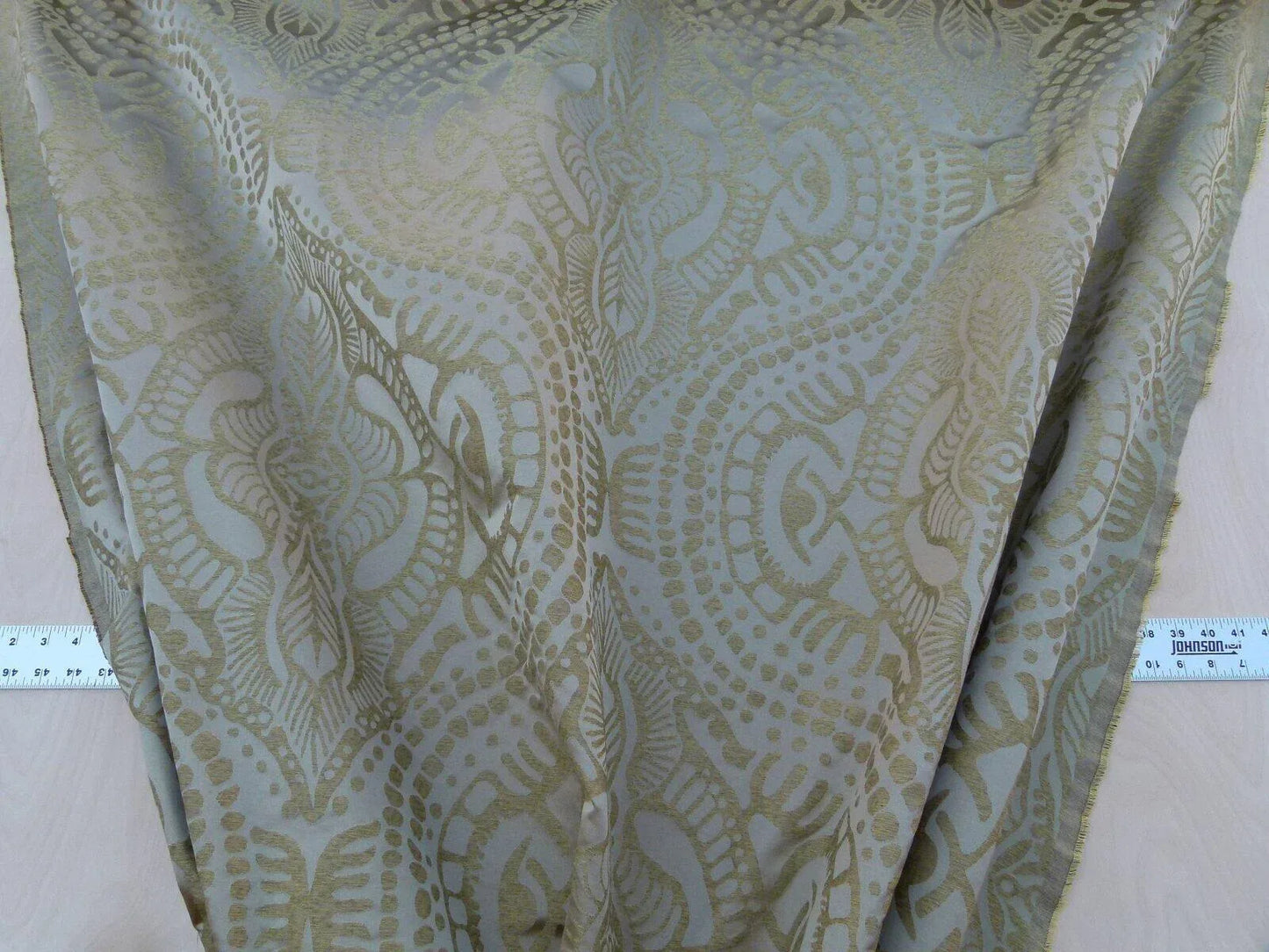 By yard Scalamandre Ethnic Damask Cognac Gold Silk Lampas African Abstract Old World Weavers MSRP USD 432/Y