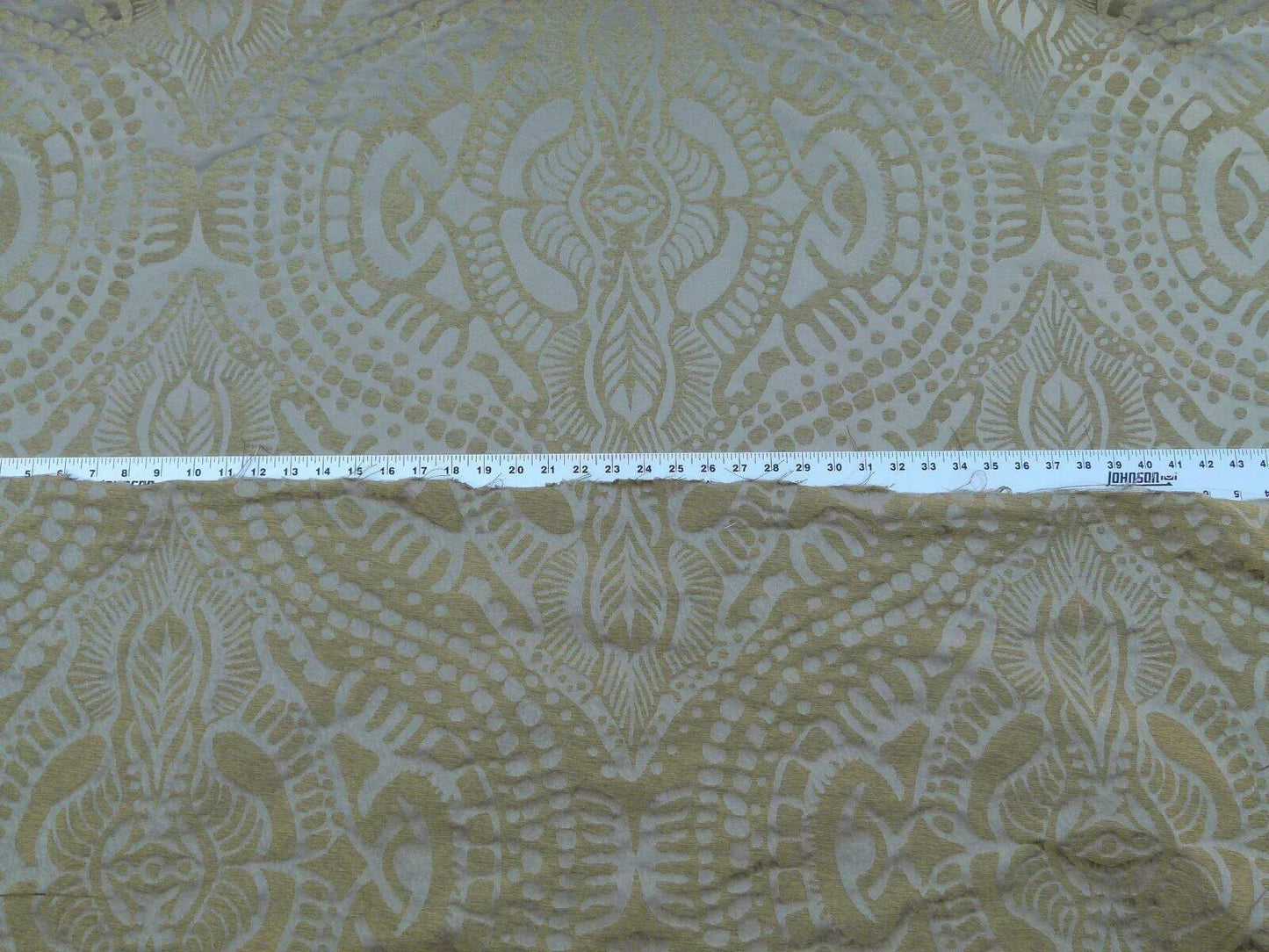 By yard Scalamandre Ethnic Damask Cognac Gold Silk Lampas African Abstract Old World Weavers MSRP USD 432/Y